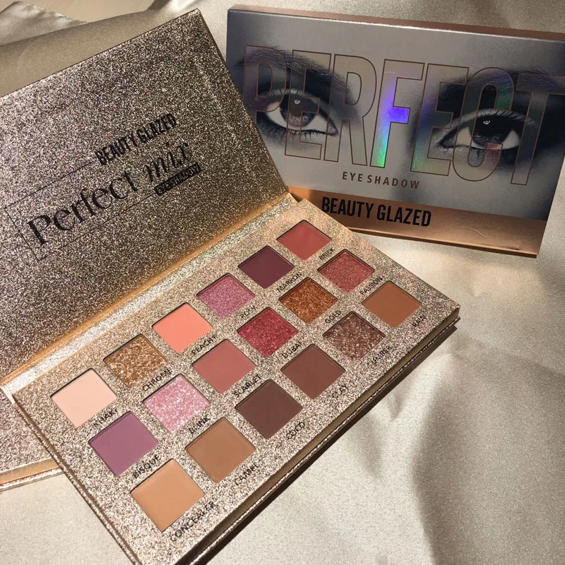 Палитра для макияжа глаз beauty glassed Perfect 18 цветов теней век матовые Мерцающие