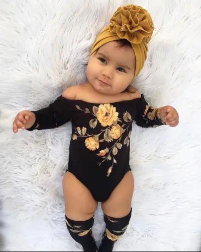 Emmababy Одежда для новорожденных детей девочек боди с открытыми плечами и цветами +