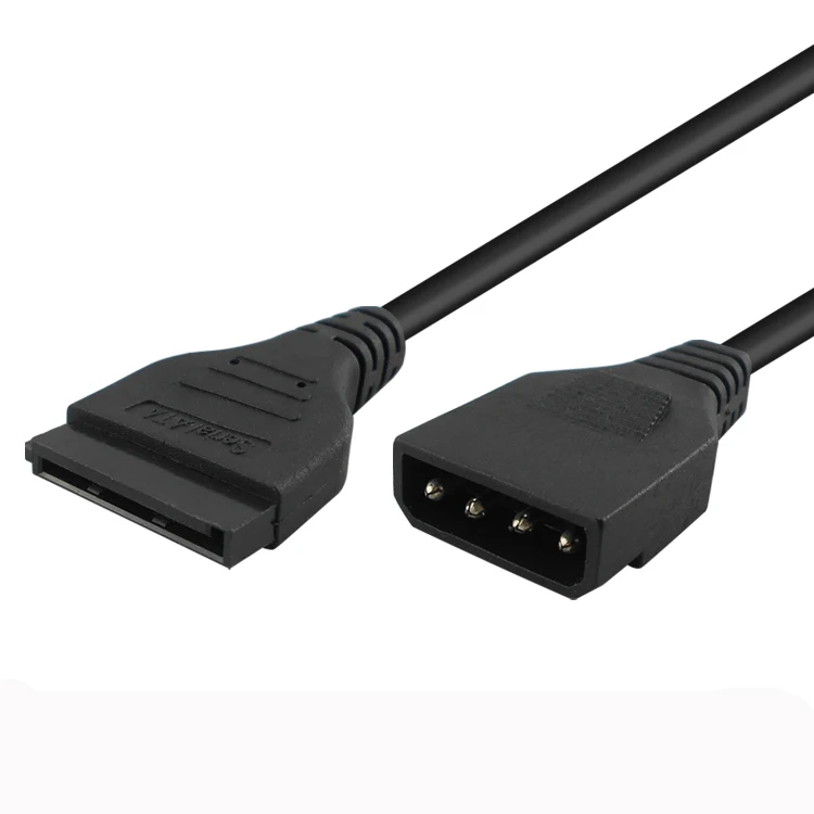 Кабель питания 4Pin/SATA 15Pin, адаптер «Папа-мама» провод для жесткого диска, 11 см, черный