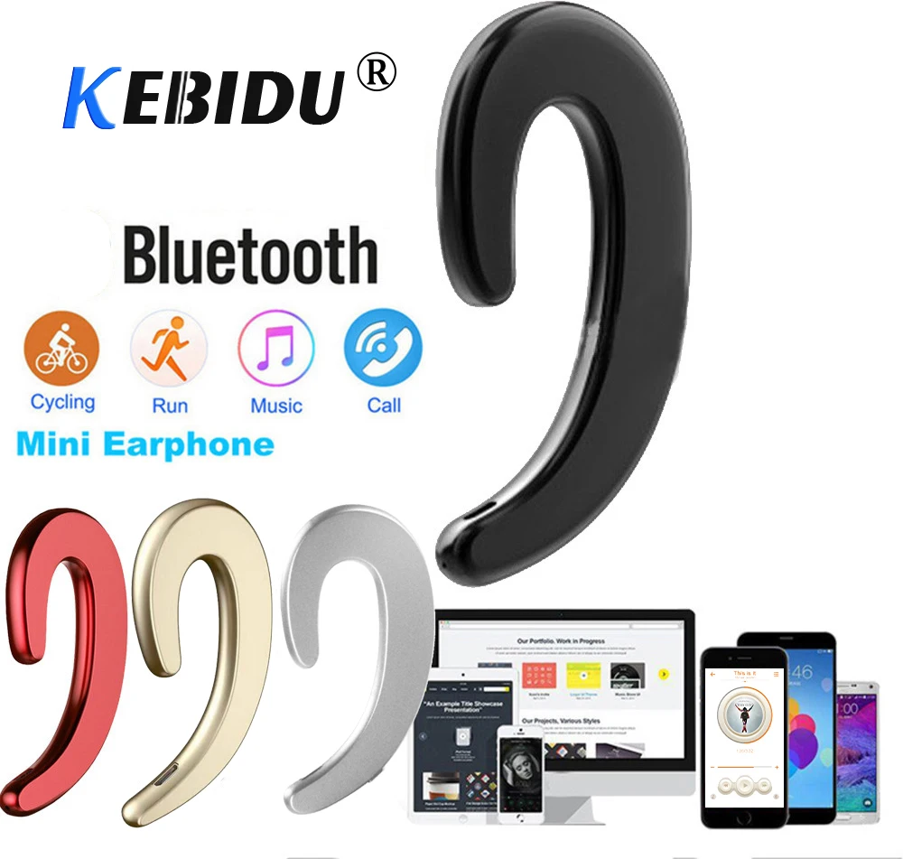 Kebidu 1 шт. Беспроводные наушники с костной проводимостью Bluetooth 4 Спортивная