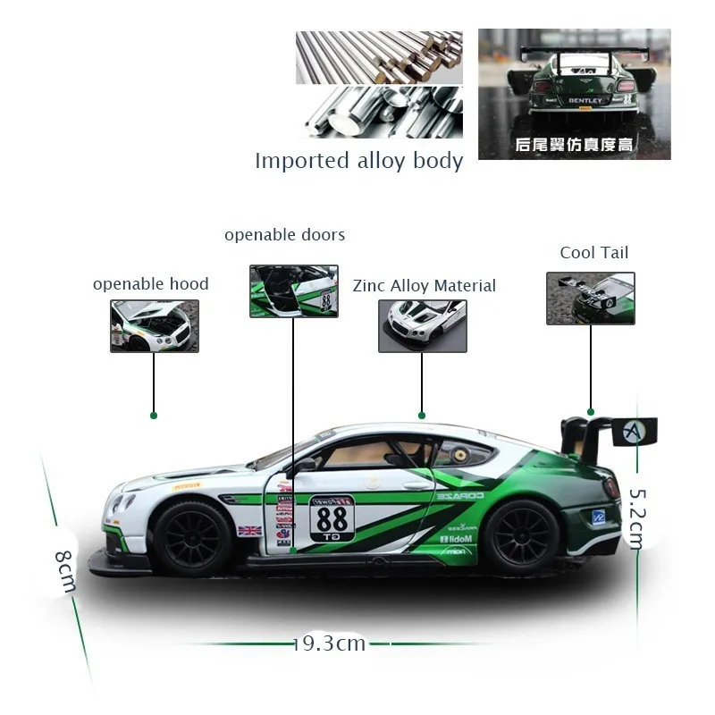 Масштаб 1:24 GT3 модель автомобиля игрушка для детей Рождественский подарок Прямая
