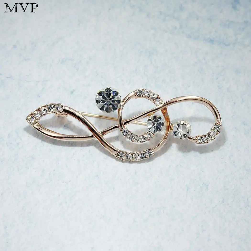 Women Jewelry Fashion Treble Clef Shape Rhinestone Brooch Casual Street Party Club Outdoor Pin | Украшения и аксессуары