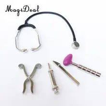 1/12 Dollhouse Miniature 5 Pieces Alloy Stethoscope Set Equipment Decoration for Kids Children Pretend Play Doctor Nurse Toys