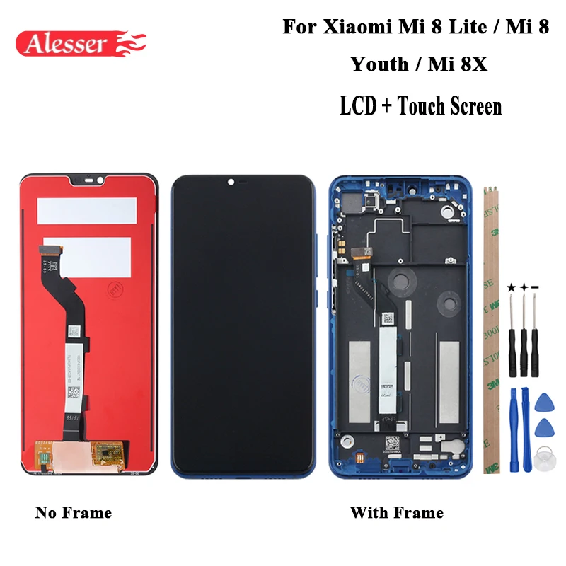 Жк дисплей Alesser для Xiaomi Mi 8 Lite жк Youth + сенсорный экран с рамкой в сборе ремонтные
