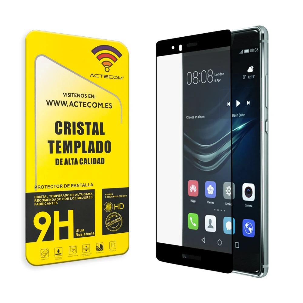 Защитное стекло ACTECOM Pantalla Completo 3D 5D черное закаленное для Huawei P9 | Мобильные