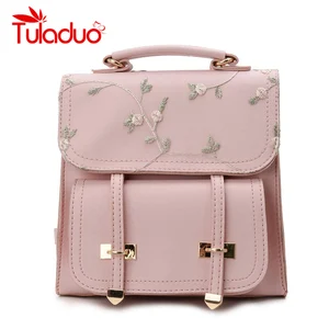 Модные школьные рюкзаки в стиле преппи для девочек-подростков, высококачественные кожаные женские сумки на плечо, рюкзак, рюкзак с цветочной вышивкой