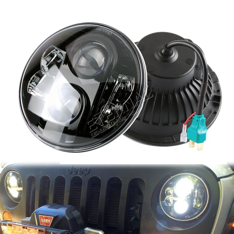 

free ship 2x80W 7inch LED headlight running lights round H4 H13 headlamp fog for 4x4 offroad truck Wrangler JK LJ CJ TJ defender
