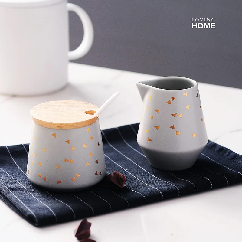 Керамический молочный кувшин в скандинавском стиле набор с резервуаром для