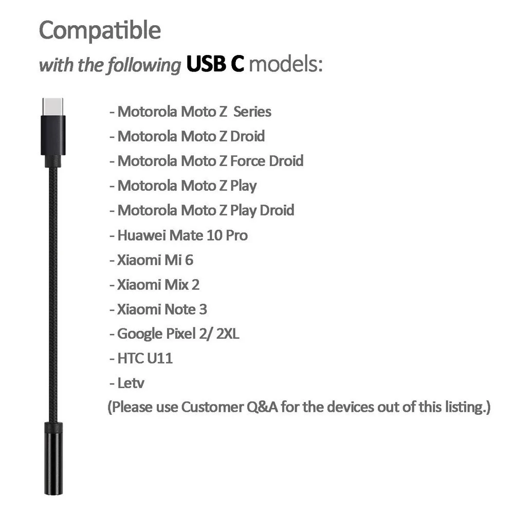 USB Type C To 3.5mm Audio Adapter Type-C to Aux Cable Headphone Jack for Google Pixel 2 HTC U11 Huawei Mate 10 Pro |