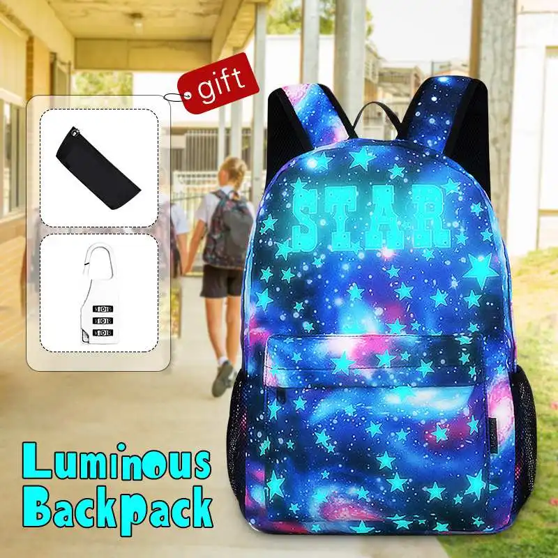

Luminous Student School Bag Laptop Backpack for Boy Girl Daypack with USB Charging Port Anti-theft Lock for Camping Travel