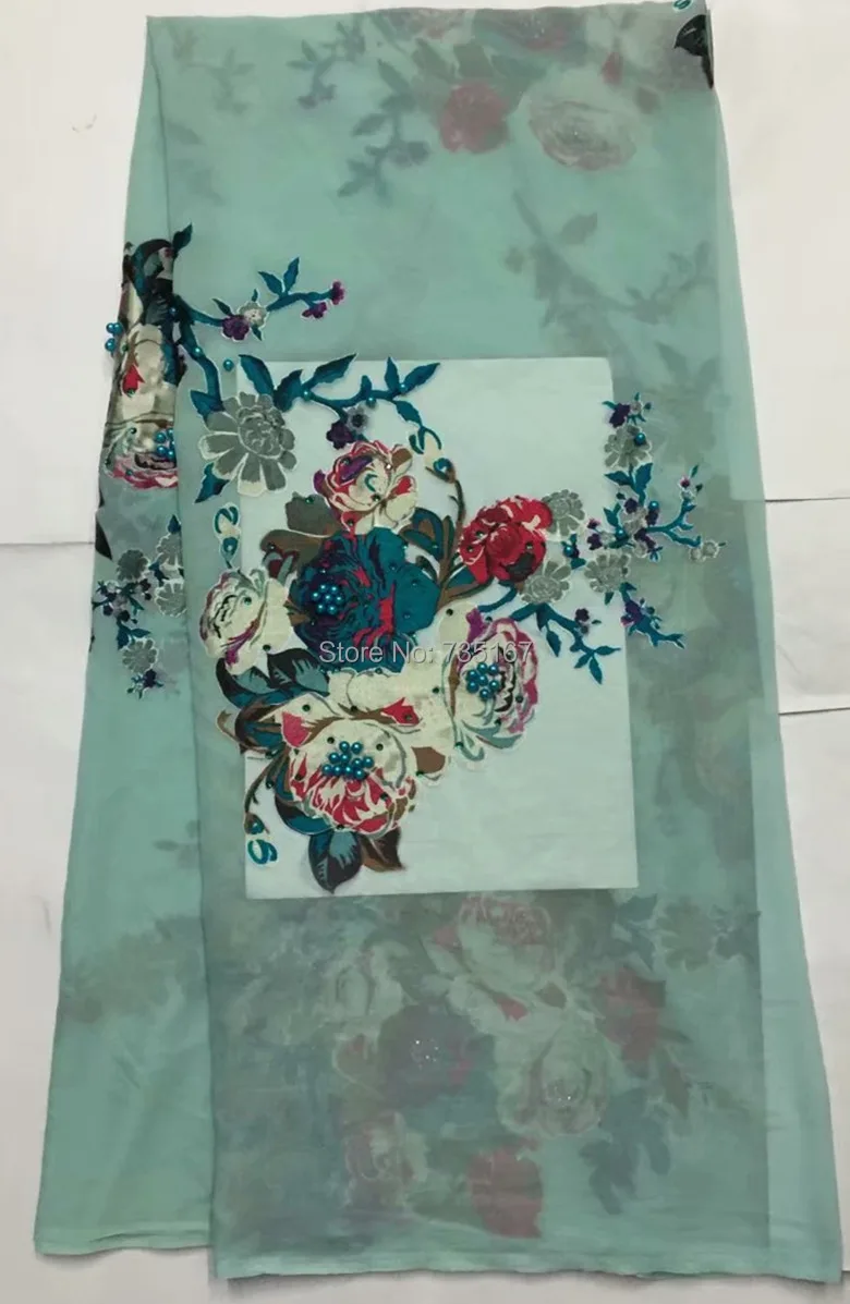 4 5 метров! Лучшие продажи Африканский шифоновая кружевная ткань Атлас для платья