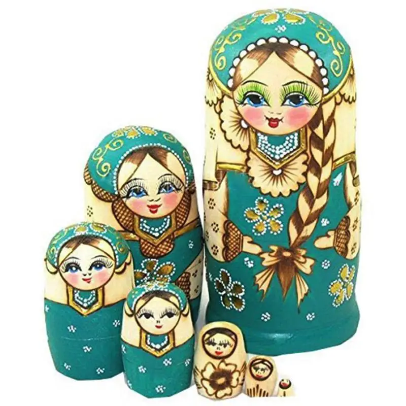7 шт./лот красивая кукла деревянная матрешка детский подарок русские гнездовые