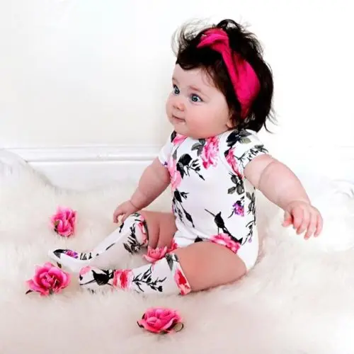 0-18M Pudcoco 2Pcs Toddler Newborn Baby Girl Floral Bodysuit + Leg Warmer Jumpsuit Clothes Outfit | Детская одежда и обувь