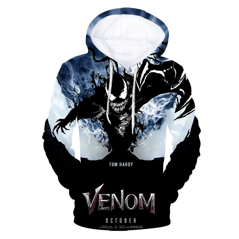 2018 осень и лето Venom: футболка с 3D принтом Роковой Страж/Толстовка Милая унисекс