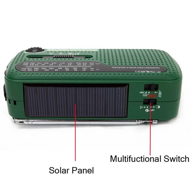 De13 Portable Fm Am Radio Solar Emergency World Receiver Hand Crank Power Outdoor Chargin | Электроника