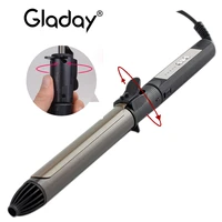 gladay high quality ceramic ptc heating hair curler 1 inch hair curling iron wand with manual rotating curler hair curling irons