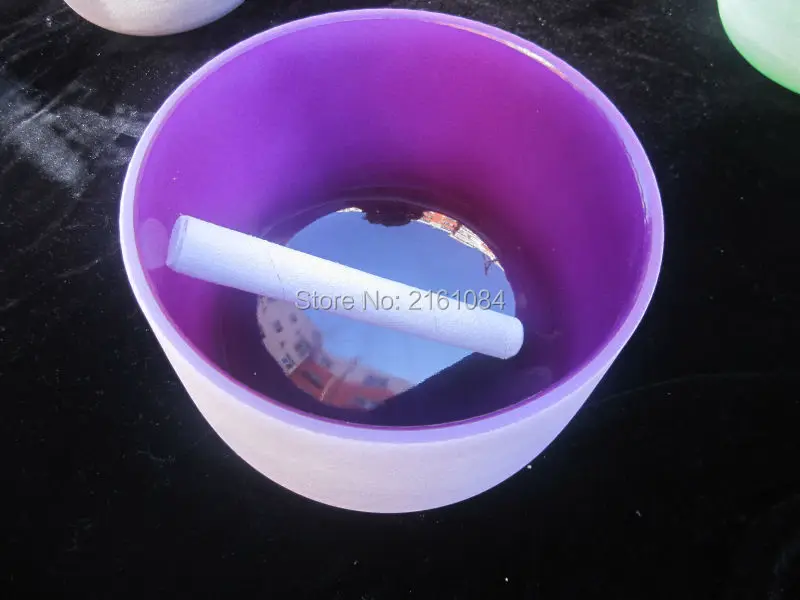 8&quot B Crown Chakra Purple Colored Frosted Crystal Singing Bowl with free suede and o ring | Спорт и развлечения