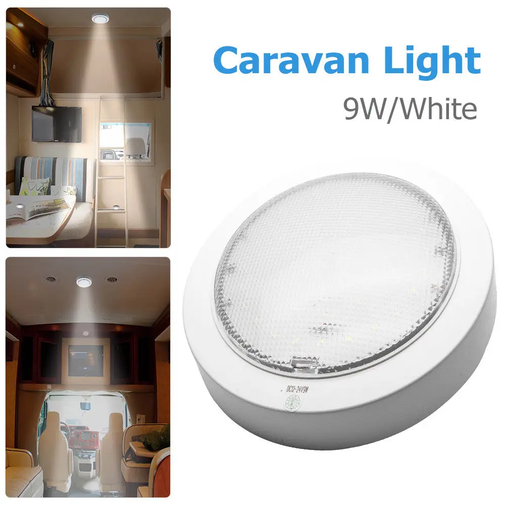 12V 9W LED Pancake White Light RV Caravan Boat Interior Cabin Ceiling Dome Light LED Interior Lights for Camper Van