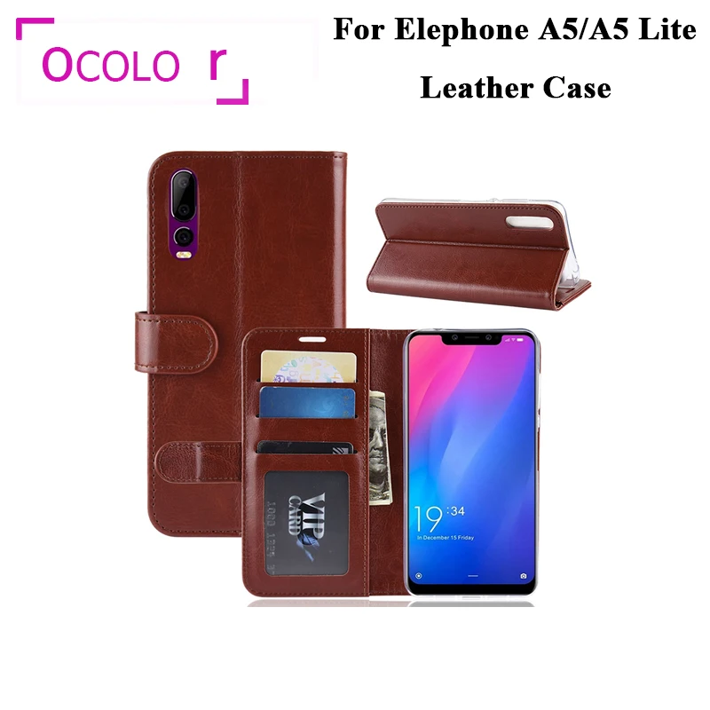 Кожаный чехол книжка ocolor для Elephone A5 с наклейкой 6 18 ''для Lite защитный отделением