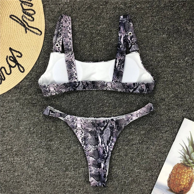 Bikinx змеиным принтом бикини 2019 Новый летние ремень сексуальный купальник push up