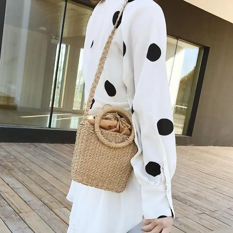 Женские соломенные сумки ручной работы тканая Летняя Пляжная сумка через плечо