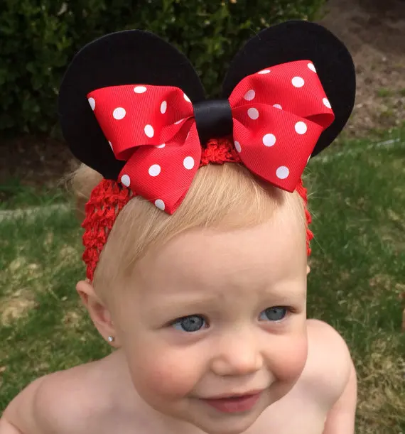 Girls Red Mickey Minnie Tutu Dress Baby Crochet Tulle Tutus Cartoon with Dots Bow and Headband Kids Party Cosplay Dresses | Детская