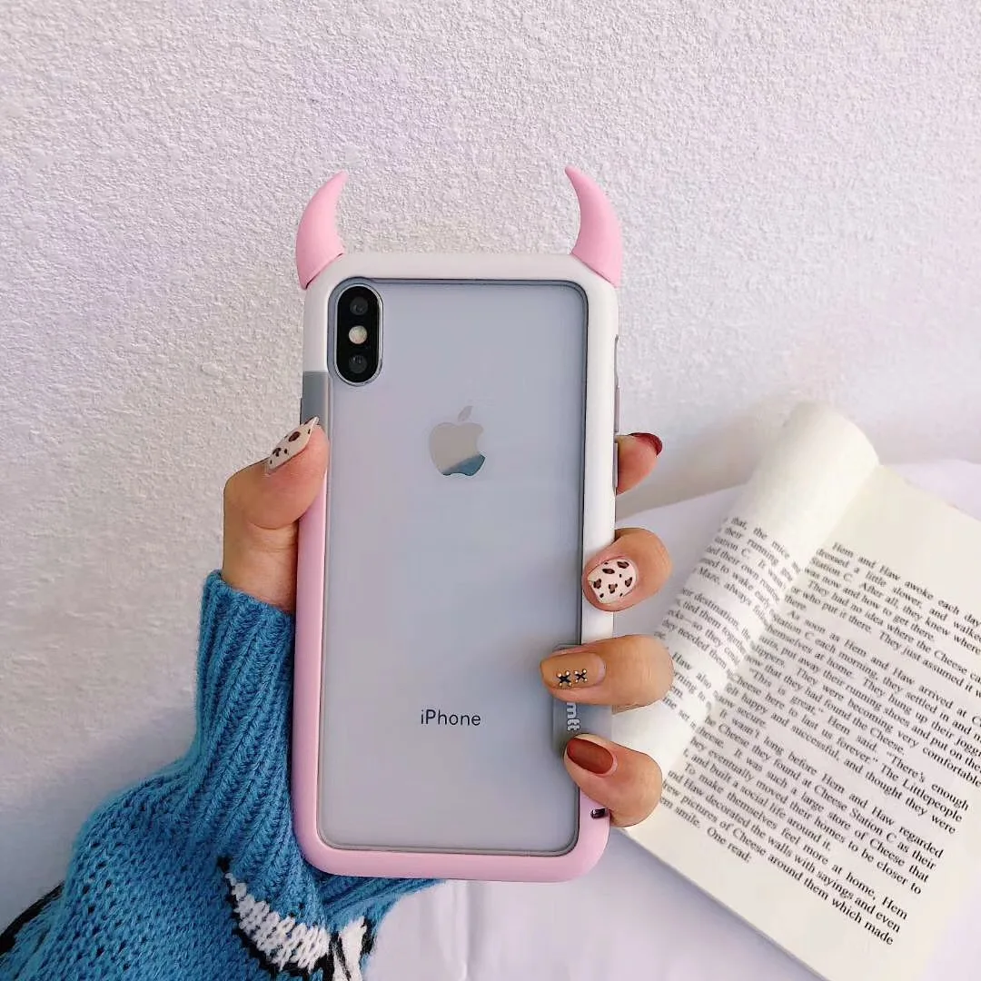 Новый Модный чехол для телефона с 3D рогом демона Iphone 6 S 7 8 Plus XS XR мультяшная