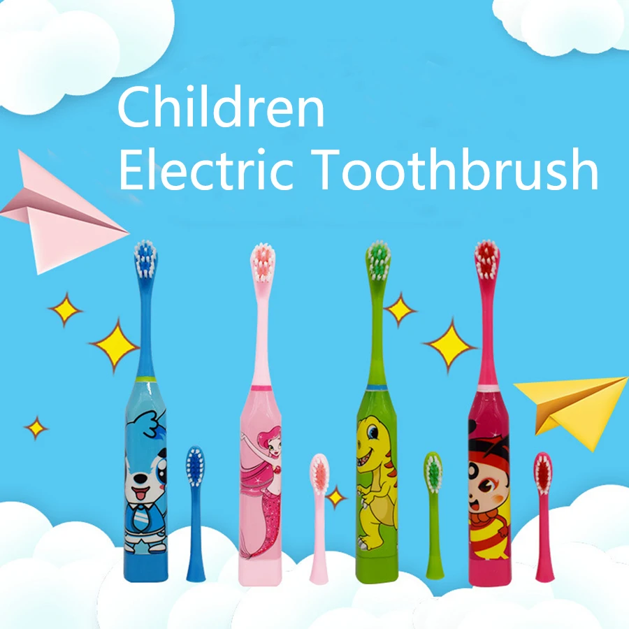 

Electronic Toothbrush For Kids Cepillo Dientes Electrico Bebe Battery Power 2 Replaced Head Children Electronical Tooth Brush