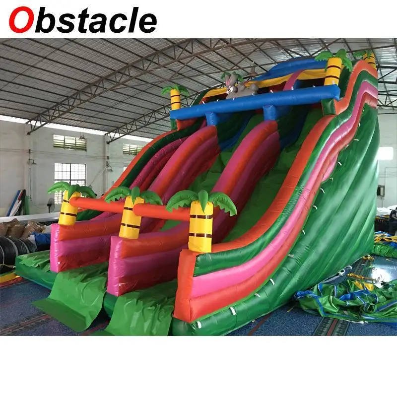 

Jungle theme giant two lane inflatable wave slide inflatable water slide with free blower for commercial inflatable park