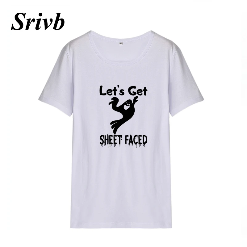 Женская футболка с надписью Srivb Let's Get Sheet Taced модный костюм на Хэллоуин графикой