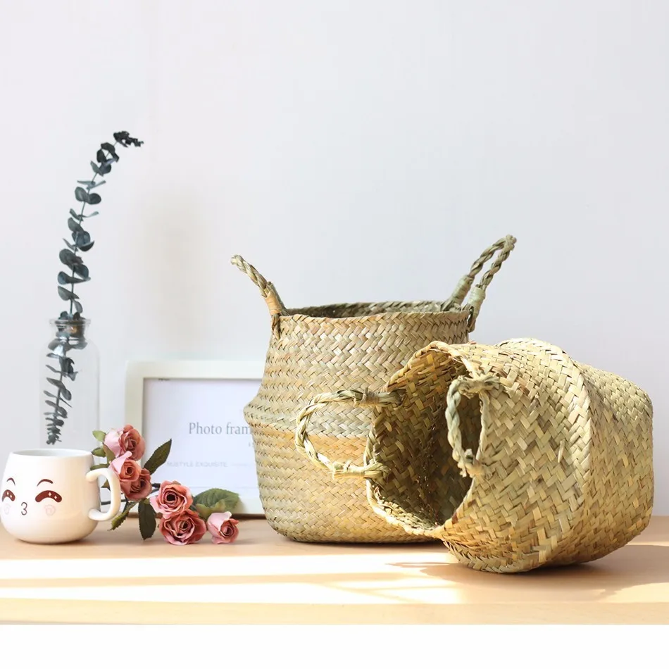 Seagrass плетеная корзина из ротанга складная подвесная Цветочница плантатор
