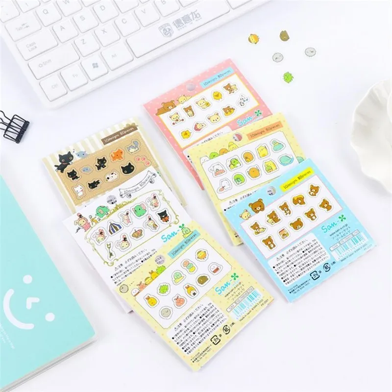 80 шт./лот Мини мультфильм Rilakkuma Декоративные наклейки Kawaii Кот альбом для дневника