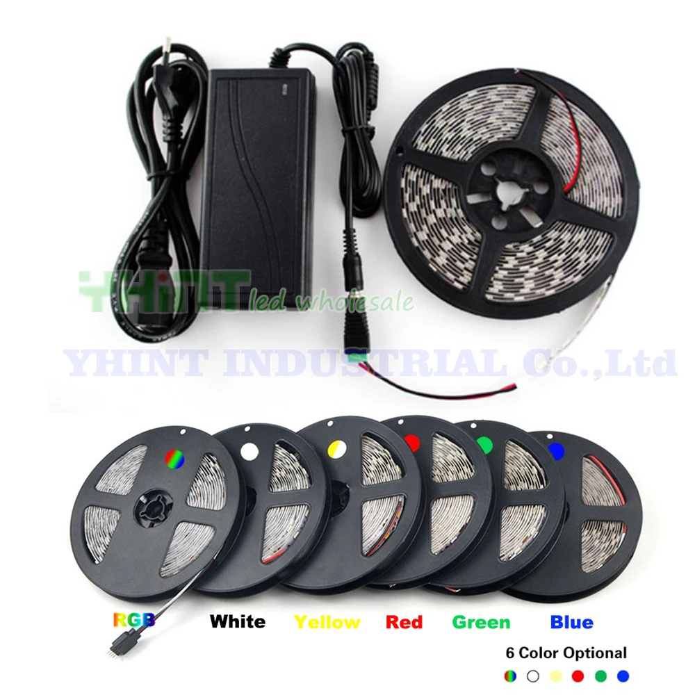 1 комплект 5 м DC12V 5A SMD5050 IP65/IP20 Водонепроницаемый красный синий зеленый желтый
