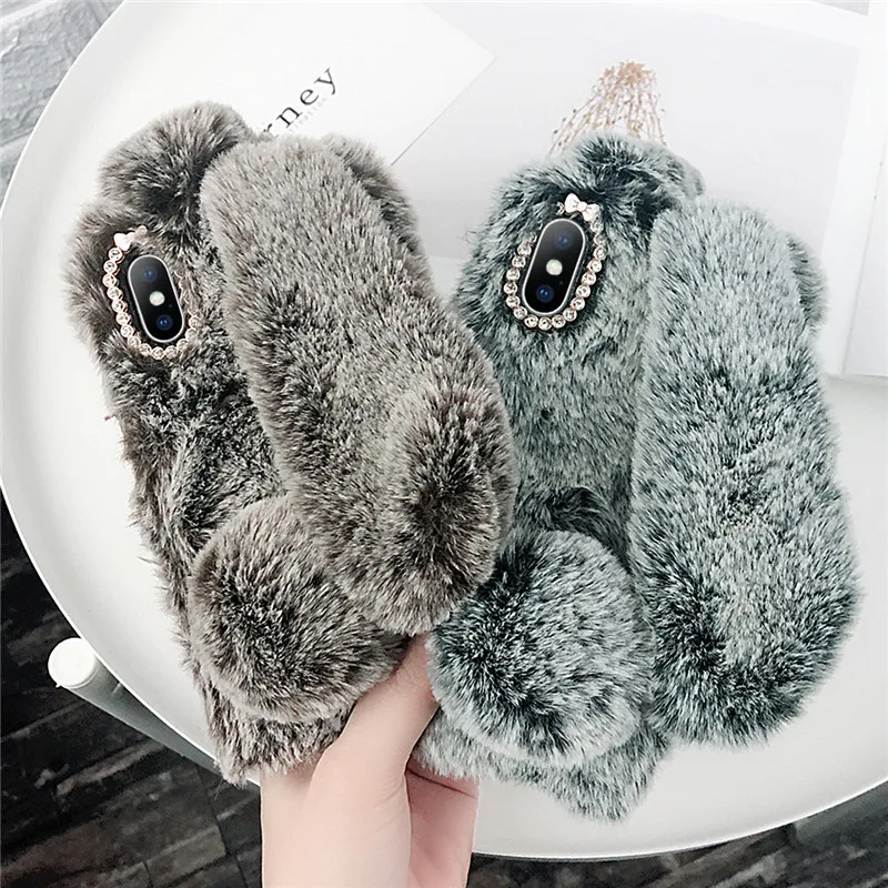Lovebay Luxury Rabbit Fashion Case For iPhone 6 6s Plus 7 8 X XR Animal Hair TPU Cell Phone Cover XS MAX Cases |