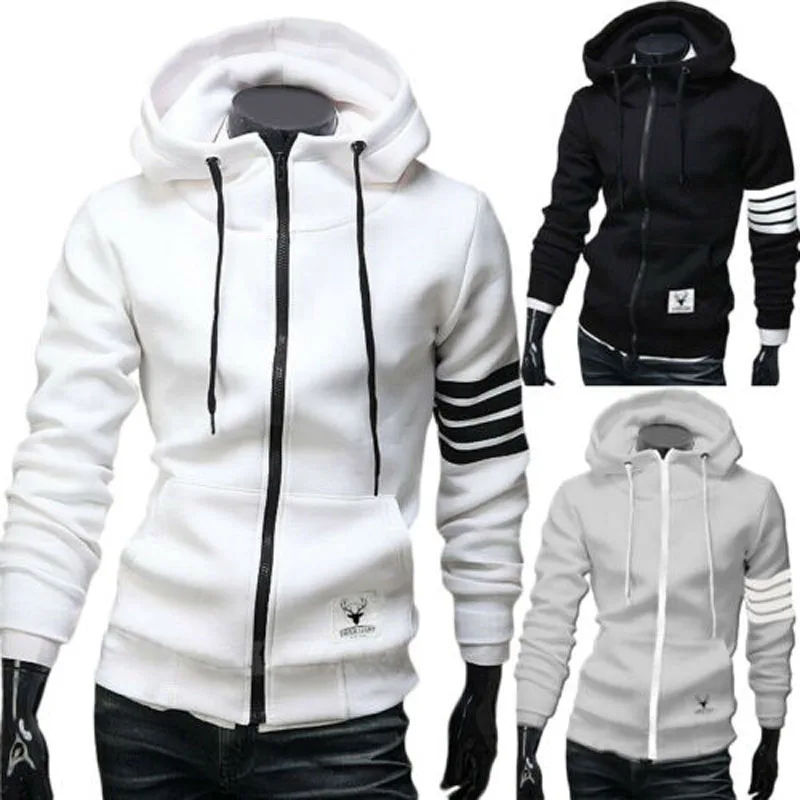 

2019 New Brand Fashion US Men's Winter Slim Hoodies Warm Zipper Jacket Hooded Sweatshirts Coat Outwear