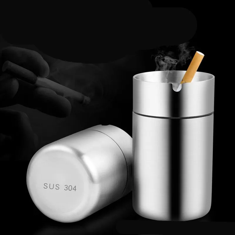 

Stainless Steel Car Ashtray Smokeless Auto Cigarette Ashtray Ash Holder