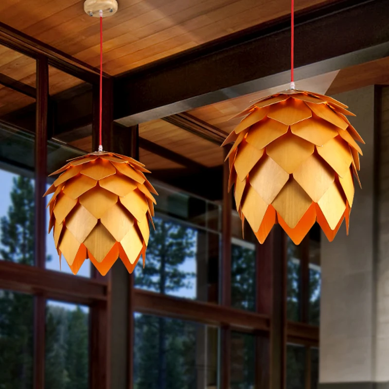 Современный деревянный подвесной светильник Pinecone s деревянная лампа для кухни