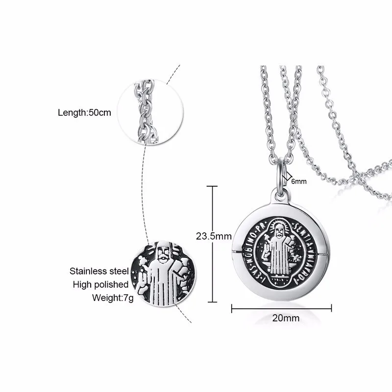 

Vnox St Benedict Exorcism Pendant Necklace for Women Men Stainless Steel Catholic Roman Cross Demon Protection Ghost Hunter