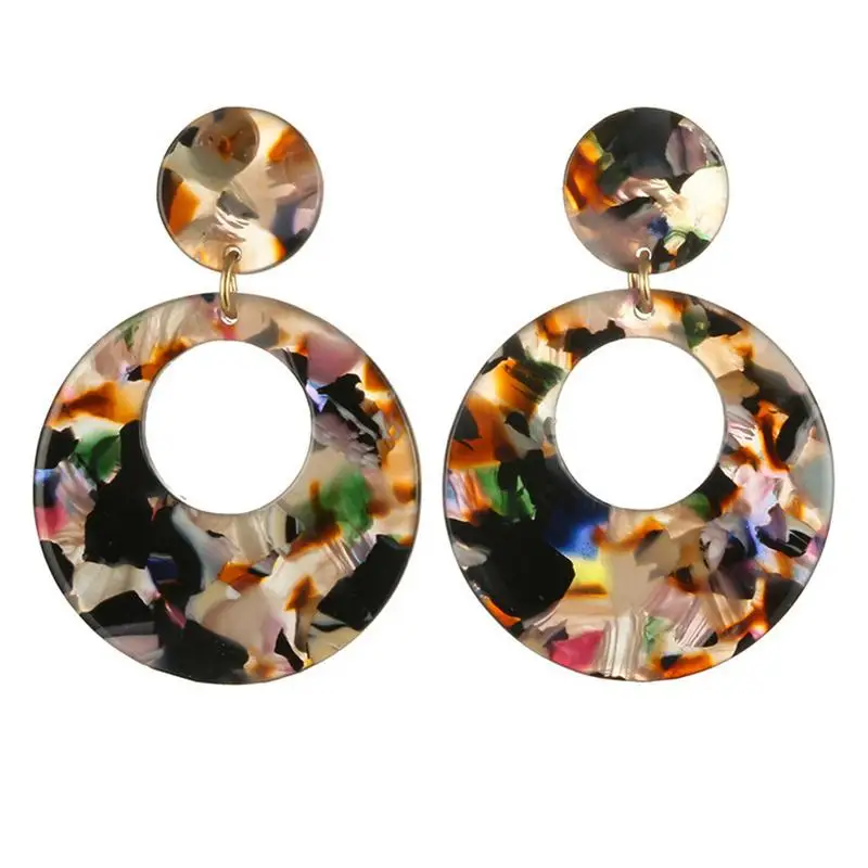 Creative Round Acrylic Earrings Fashion Multicolor Jewelry Female | Украшения и аксессуары