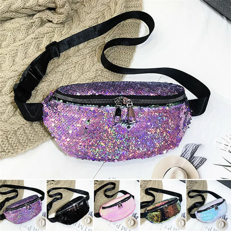 Женские обратимая Русалка блесток талии Fanny Pack Пояс Бум сумка Хип кошелек | Багаж