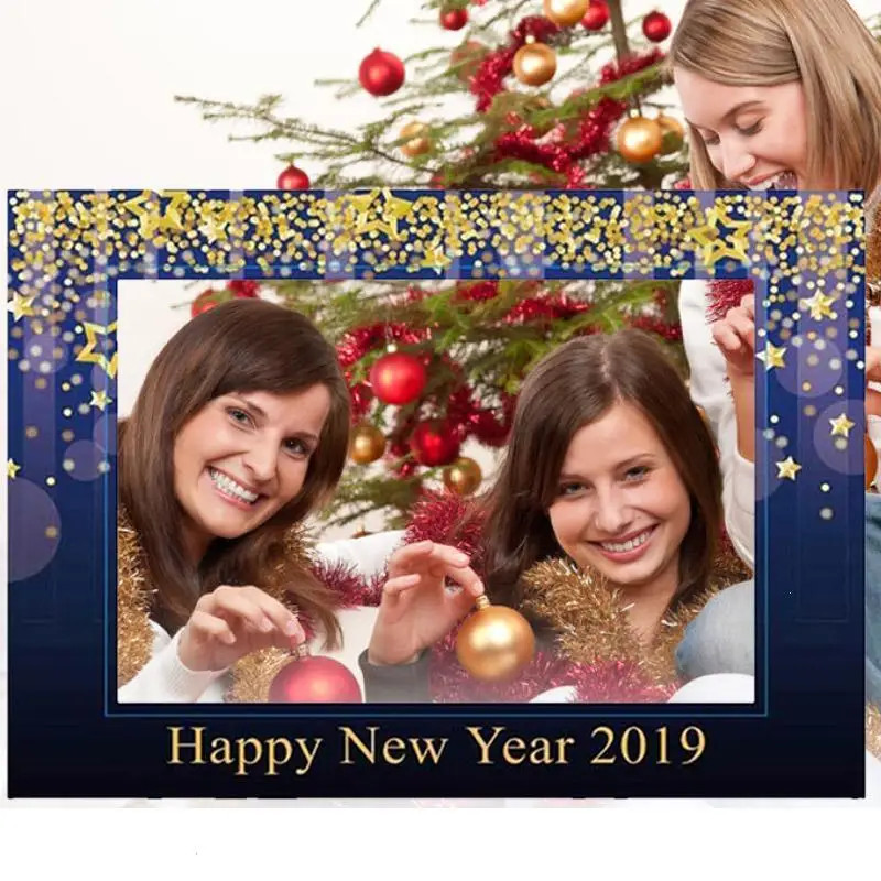 2019 Happy Новый год Frame Photo Booth для рождественской вечеринки реквизит фотографий Navidad