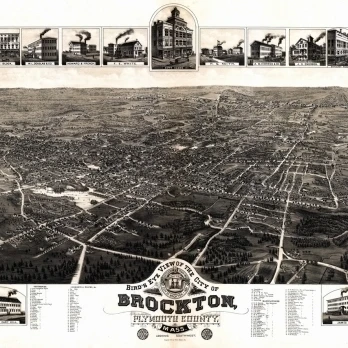Винтажная карта Brockton Massachusetts 1882 Plymouth County постер печать (36x54)|Таблички и знаки| |