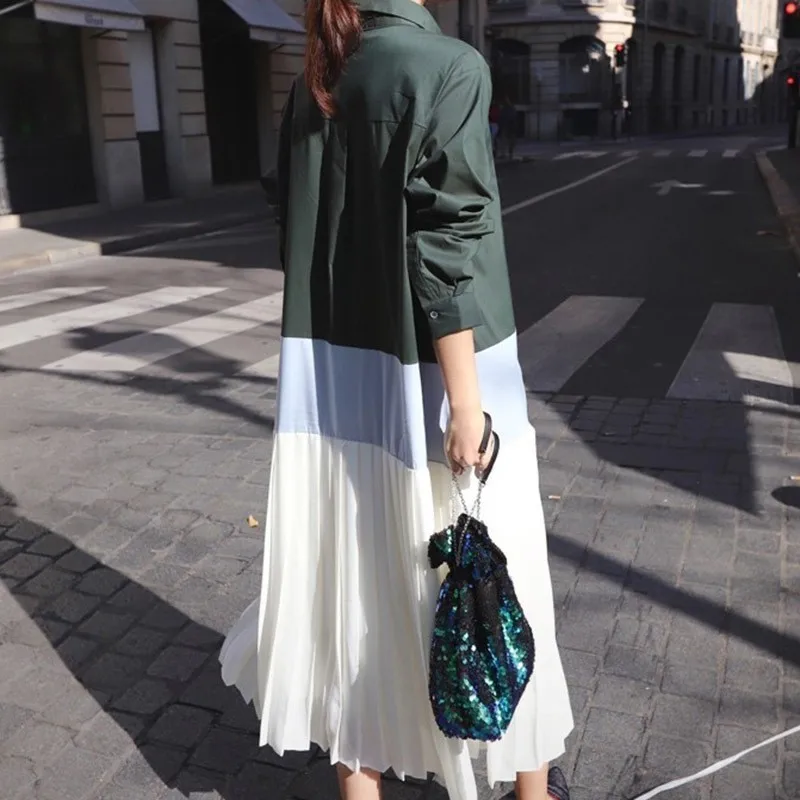 Женское платье с длинным рукавом VGH весеннее Повседневное оверсайз лацканами и