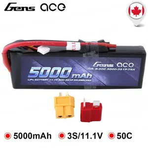 Аккумулятор Gens ace 5000 мАч 11,1 В 3S 50C LiPo, с разъемом Deans и XT60 для моделей Traxxas 110 18 RC Car
