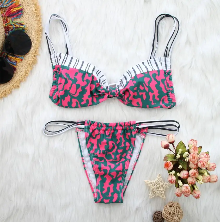Fashion bikini bra sexy gorgeous suit swimsuit light striped beach swimwear |