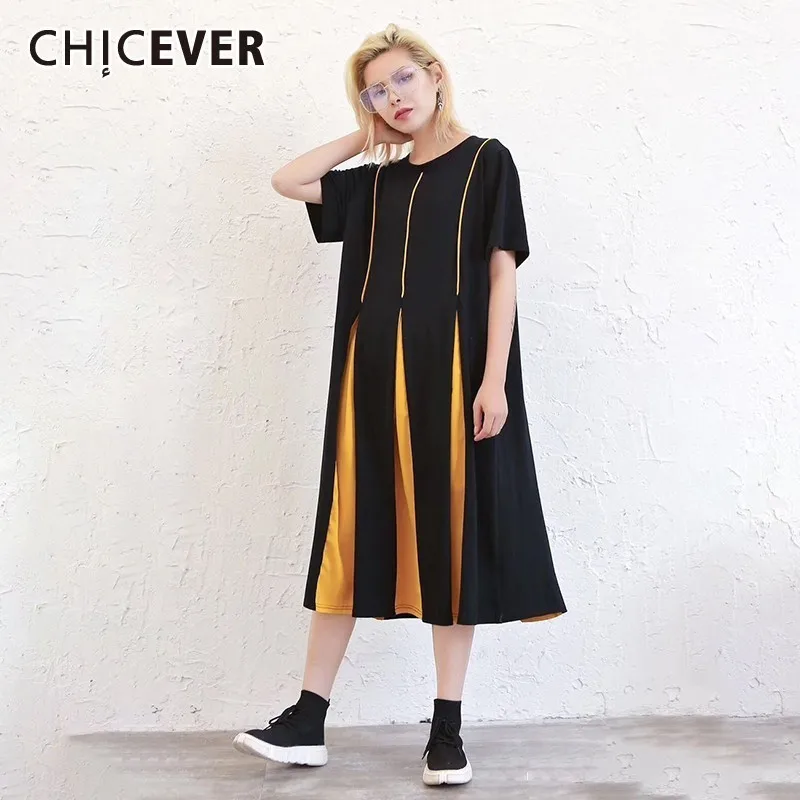 CHICEVER весеннее раздельное платье хит разноцветное для женщин с круглым вырезом и