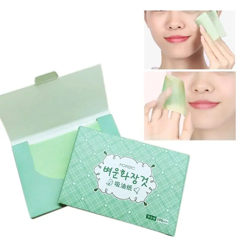 100pcs/pack Tissue Papers Green Tea Smell Makeup Cleansing Oil Absorbing Face Paper Absorb Blotting Facial Cleanser Tool 40 | Красота и