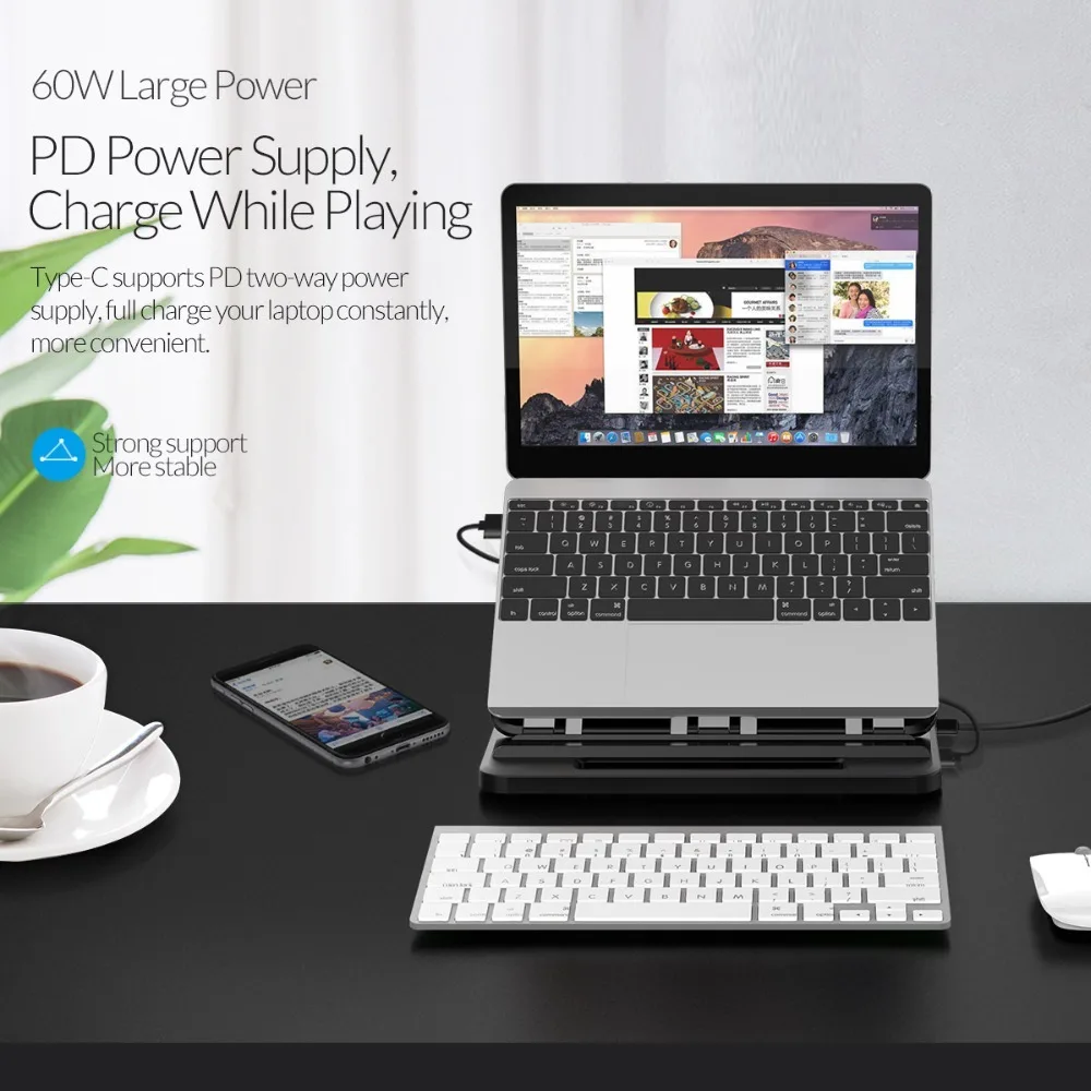 ORICO USB C концентратор к HDMI PD 3 0 с многоугольным регулируемым держателем для MacBook