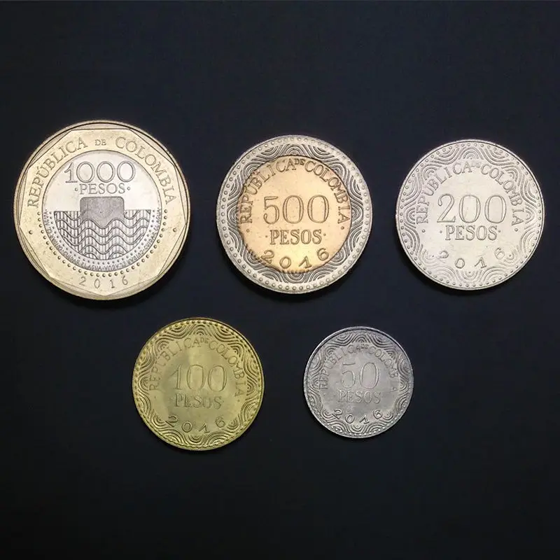 Колумбия Монеты набор 5 Picese: 50 100 200 1000 500 песо 2016 UNC нераспространенный коллекция 100%