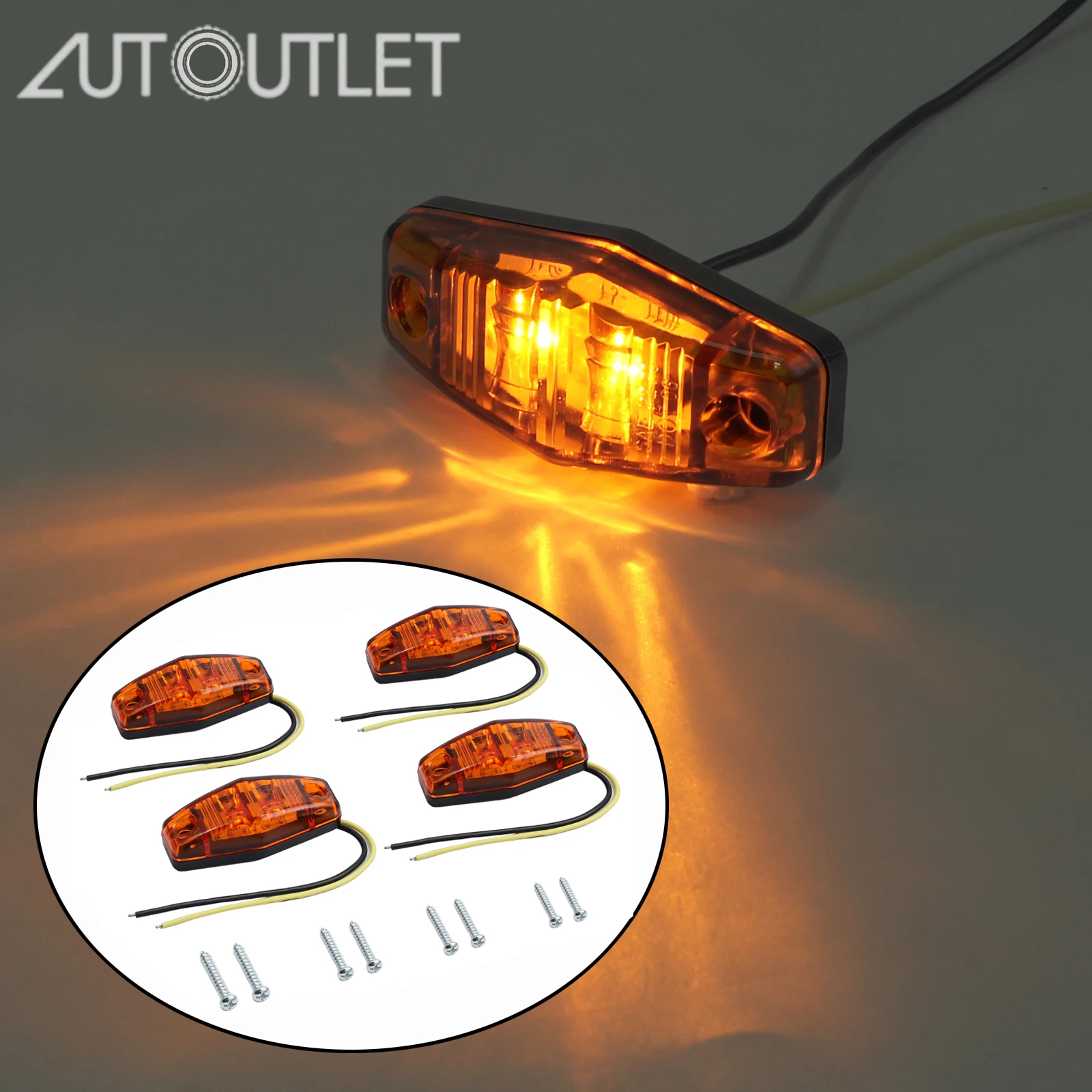 AUTOUTLET 4 шт. 2LED спереди боковой габаритный фонарь красный/желтый/белый свет